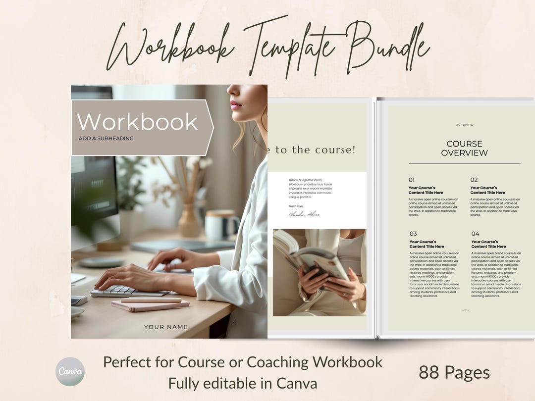 Workbook Template Editable in Canva - Etsy