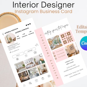 Instagram Business Card for Interior Designer, Interior Decorators, Editable Template