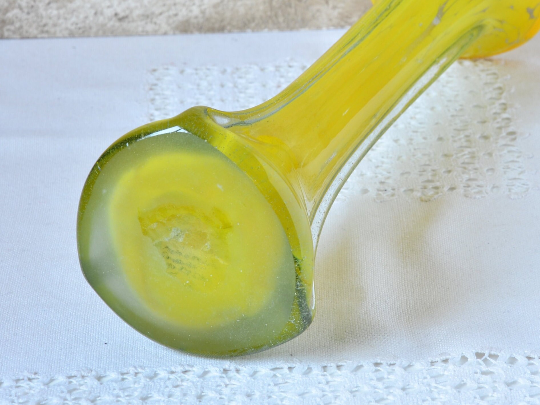 Yellow Glass Vase, Blown Glass Vase Flower, Retro Yellow Vase, New Home