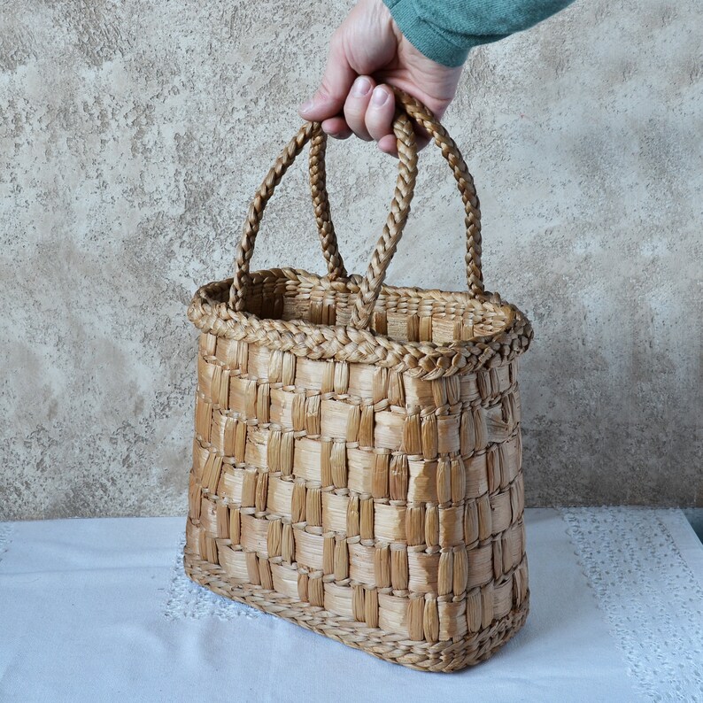 Vintage Straw Bag, Straw basket Summer Carrycot Bag, Beach bag, Вicker Bag, Eco Handbag, Vintage Straw Bag, Woven Straw Bag 1990s
