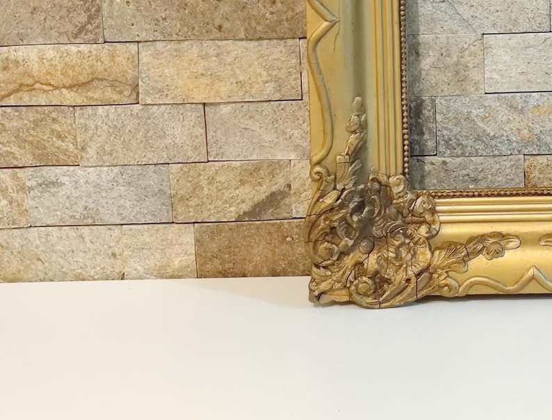 Baroque Frame Gold, Ornate Gold Frame, Antique Frame Photo Art Gallery, Style Rococo Frame 19 x 13", Vintage Frame Rectangular Wood - Gesso