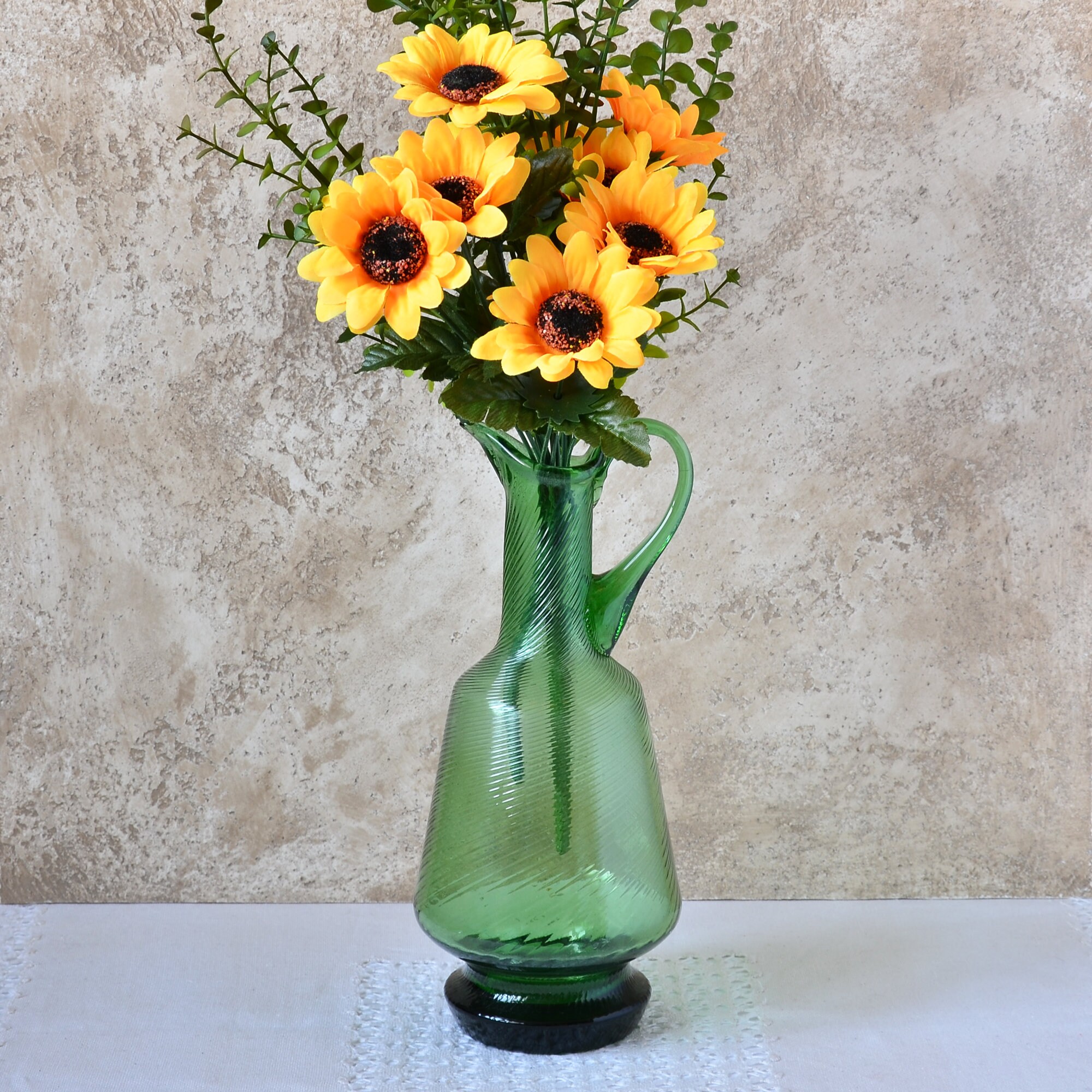 Rare Antique Jug Glass, Vase Green Glass, Mid-century Jug, Glass Vase ...