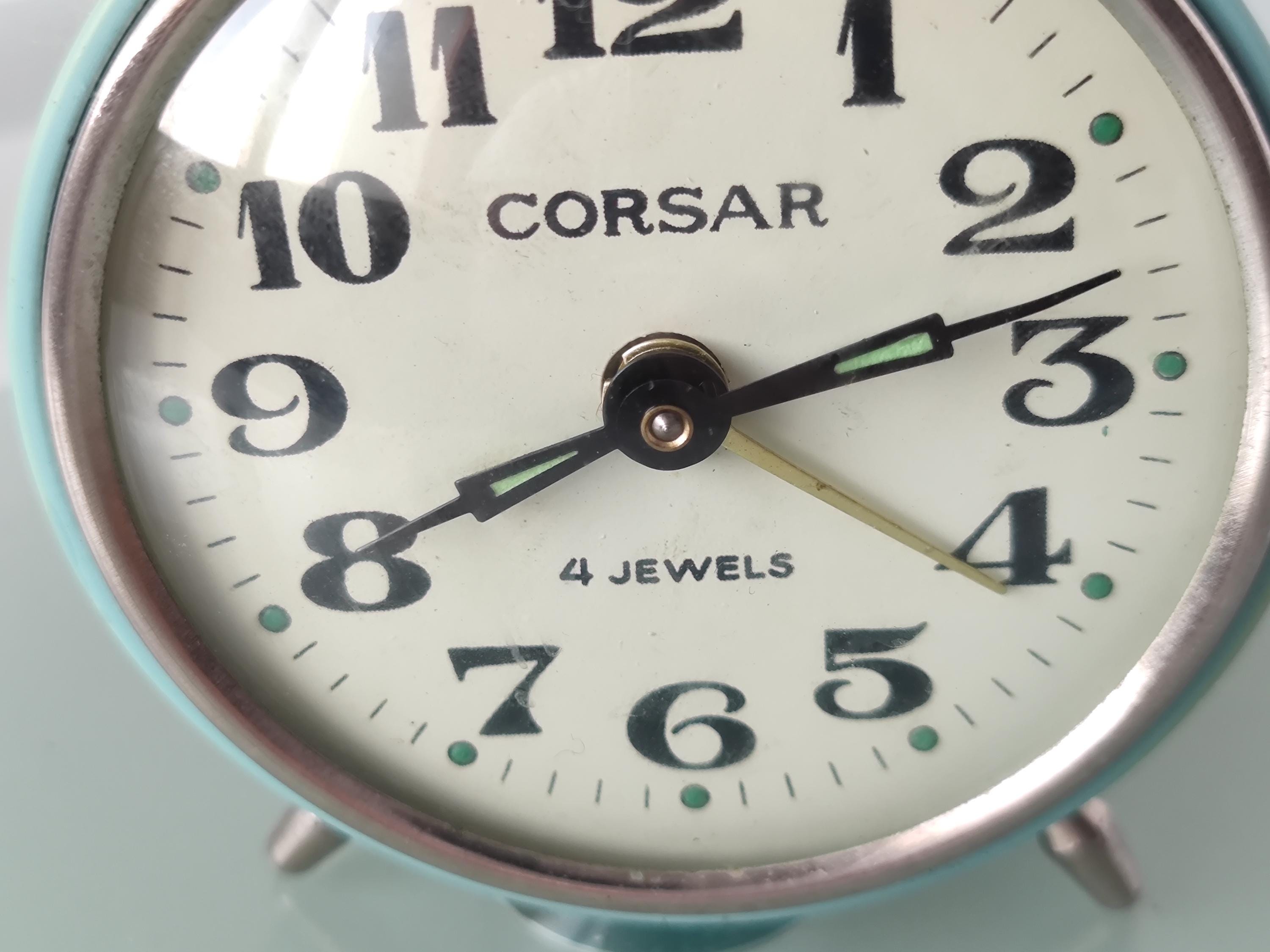 機械式目覚まし時計「Corsar」1980年代、デスククロックダブルベル 