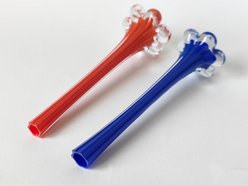 Vintage Vase Flowers, Retro Table Centerpiece Decor 80s Glass Vase Tall 8", Red and Blue Color Blown Glass Vase, Mom's Gift Decorative Vase 1980s