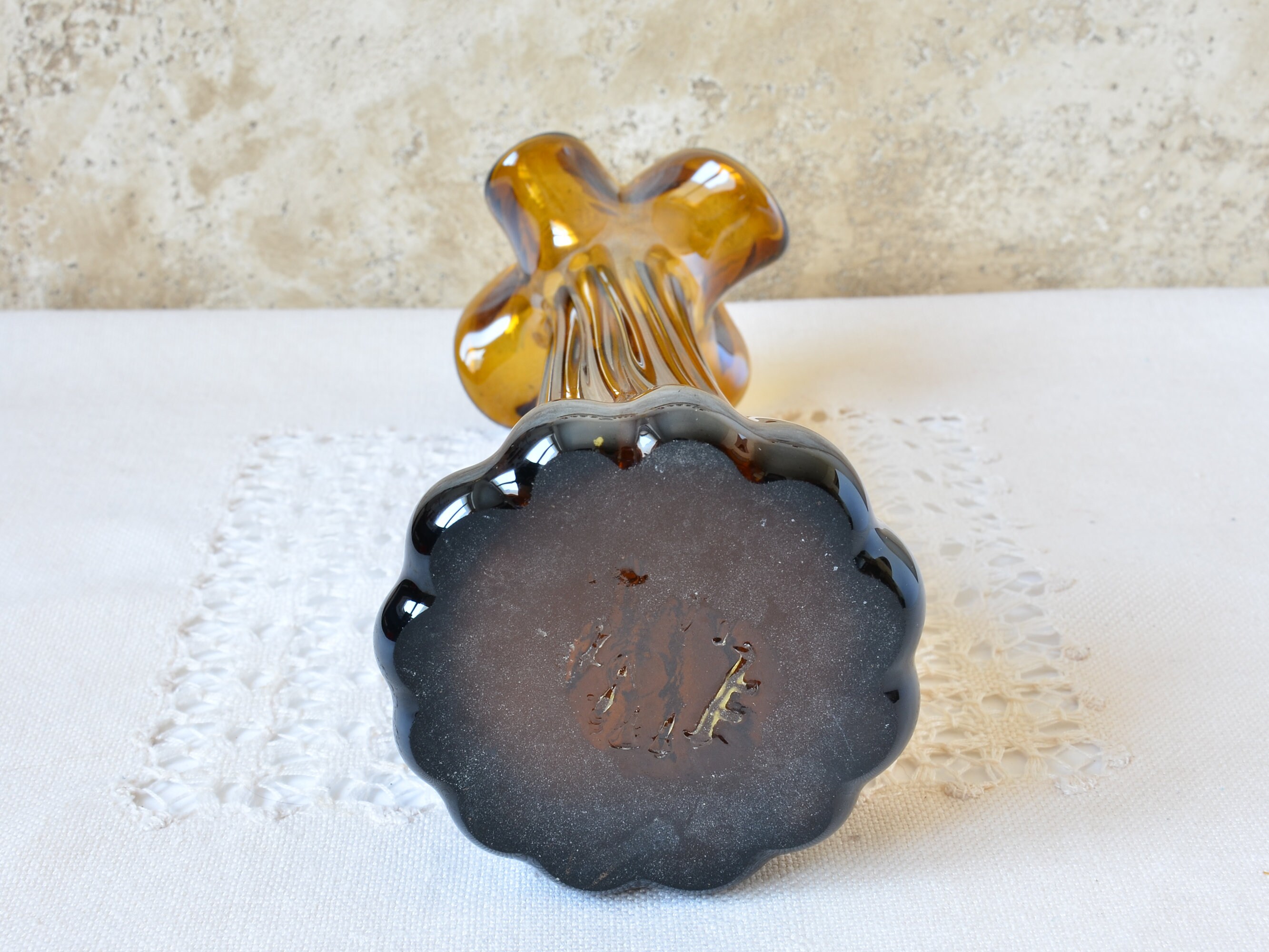 Mirror Glass Vase for Flowers, Art Collectible Glass Vase Retro Piece 1980s, Art Deco Style