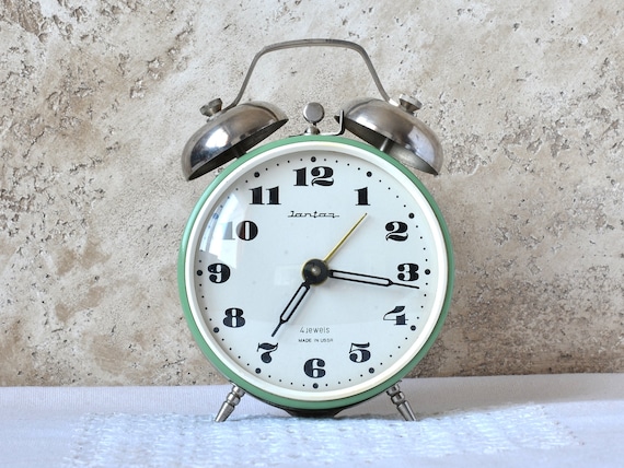 Vintage Alarm Clock, Soviet Clock Made in USSR ( Jantar ), Retro Alarm Clock Mechanical, Table Clock Double Bell 1970s, Retro Wedding Decor