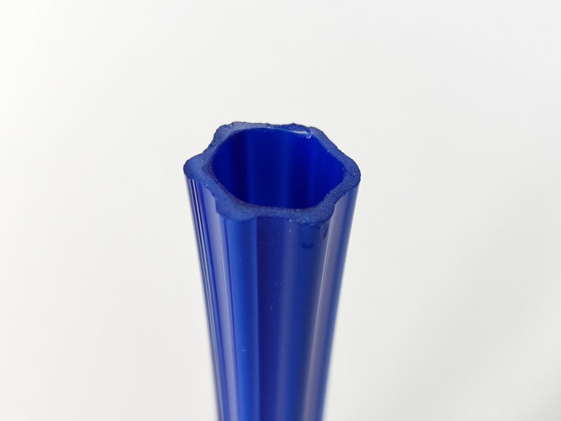 Vintage Vase Flowers, Retro Table Centerpiece Decor 80s Glass Vase Tall 8", Red and Blue Color Blown Glass Vase, Mom's Gift Decorative Vase 1980s