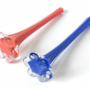 Vintage Vase Flowers, Retro Table Centerpiece Decor 80s Glass Vase Tall 8", Red and Blue Color Blown Glass Vase, Mom's Gift Decorative Vase 1980s