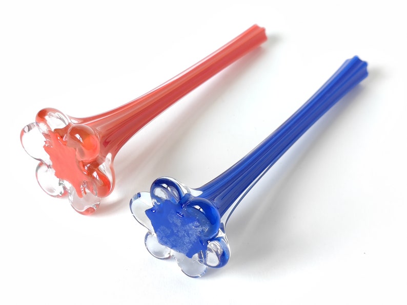 Vintage Vase Flowers, Retro Table Centerpiece Decor 80s Glass Vase Tall 8", Red and Blue Color Blown Glass Vase, Mom's Gift Decorative Vase 1980s