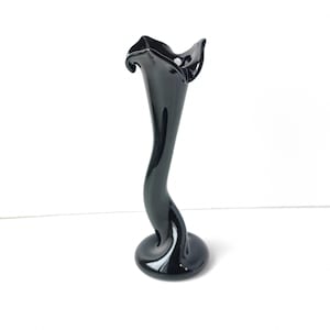 Jarrón de vidrio negro, estilo minimalista gótico, decoración artística única para el hogar, jarrón de flores secas de 30 cm de alto.