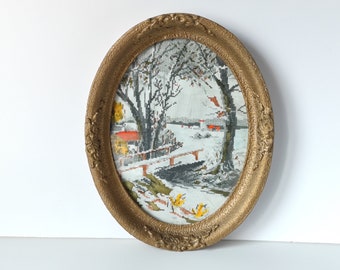 Vintage Oval Gold Frame, Wall Decor 1980s, Picture Frame, Retro Wood and Gesso Ornate Frame 11 x 15", Above Fireplace, Large Gold Frame Oval