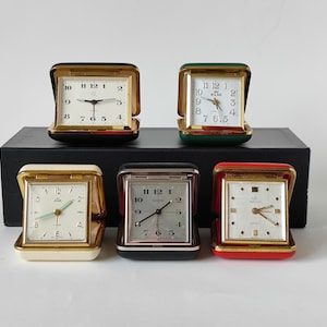 Vintage Travel Clock 2 Jewelry, Alarm Clock Made in Germany 60-70s, Mechanical Travel Clock Europe, Uti, Lumen, KLM, Old Wind Up Alarm Clock