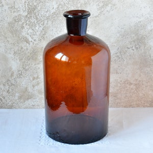 Vintage Apothecary Bottles XL, Old Pharmacy Jars, 1970s Brown Glass Container, Medicine Jars, Apothecary Storage, Antique Industrial Style