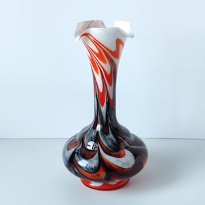 Italian Colored Glass Vase by VB Vetreria Borgonovo Opaline Florence Design Carlo Moretti, Vintage Pop Art Glass Vase Mid-Century Modern 70s