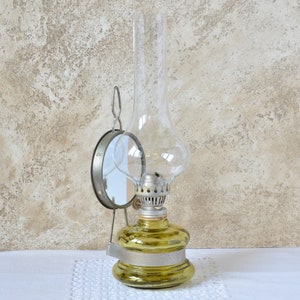 Vintage Oil Lamp Glass, Lámpara con espejo, Iluminación exterior, Linterna de camping, Lámpara Hurricane, Lámpara portátil Retro Farmhouse, Boho Wedding