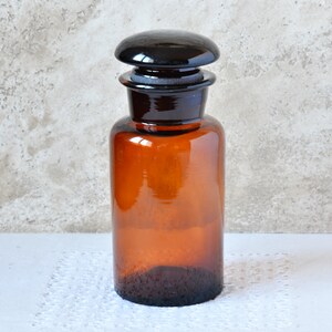Antique Apothecary Jar with Lid 1970s, Brown Glass Pharmacy Jar, Retro Kitchen Glass Container, Old Brown Glass Storage, Old Medicine Bottle