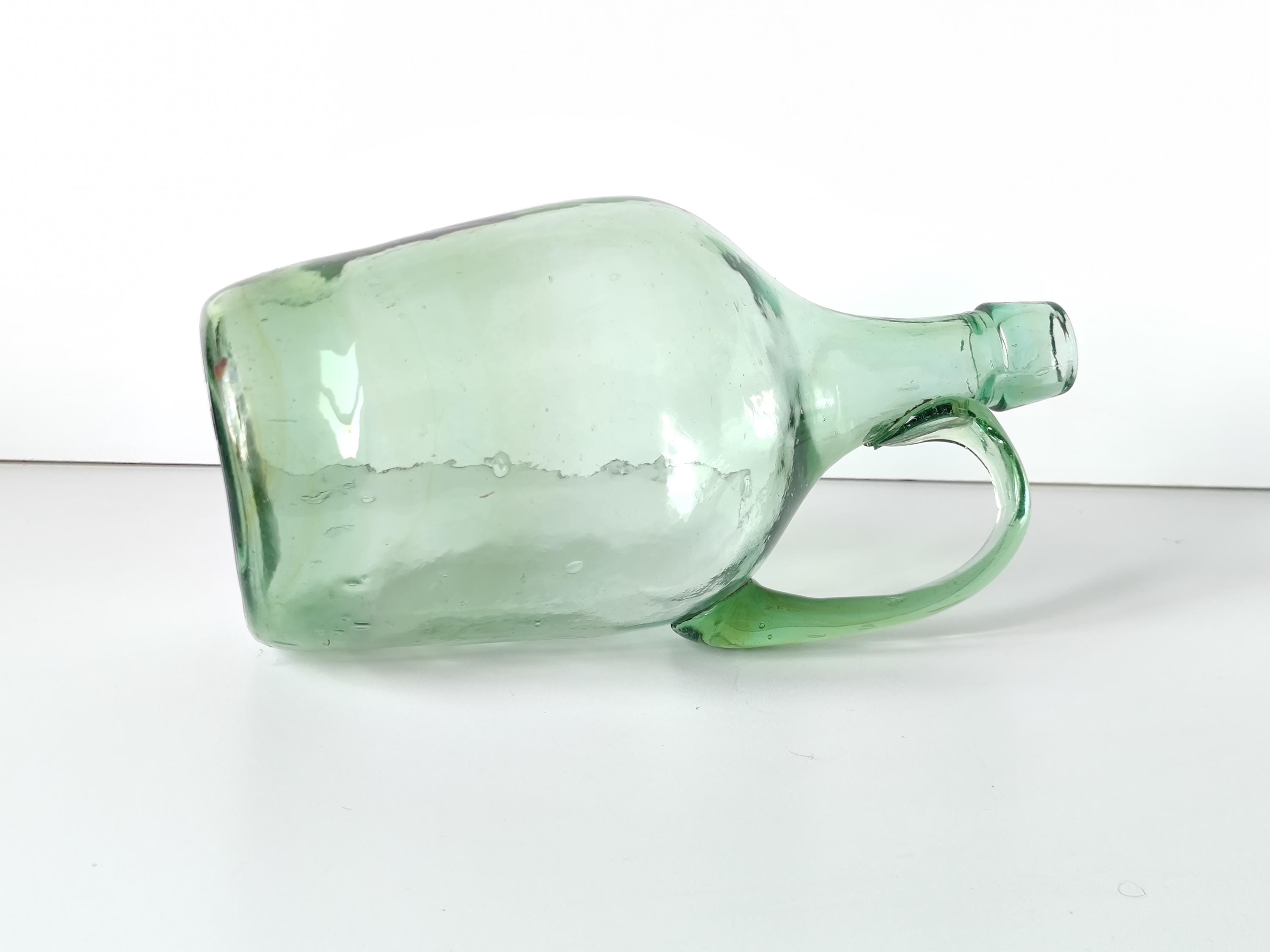 Vintage Demijohn With Handle, Bottle Glass Vase for Flower, Table
