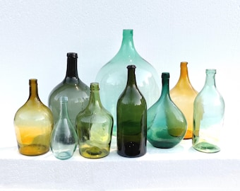 Vintage Glas Demijohn, Glaswein Demijohn, Glasballon-Weinflasche 1970er Jahre, einzigartige rustikale Wohnkultur, antike Weinflasche, modernes Bauernhausdekor