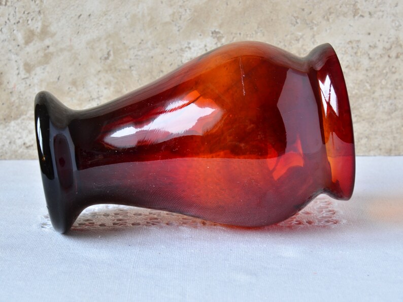 Vintage Dark Red Vase Midcentury Modern Blown Glass Vase for Etsy