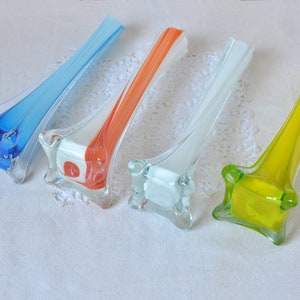 Glass Vase Tall 8", Vintage Vase Flowers, Retro Table Centerpiece Decor 1980s, Variations Color Blown Glass Vase, Mom's Gift Decorative Vase