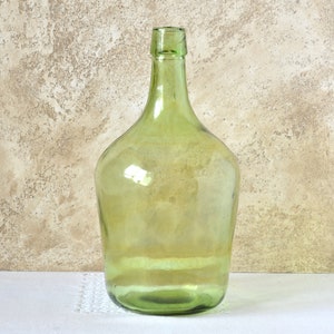Vintage Large Green Glass Demijohn 3 liters, French Green Glass Wine Demijohns, Carboy Wine Bottle, Antique Wine Demijohn, Rare Uniquе Vase