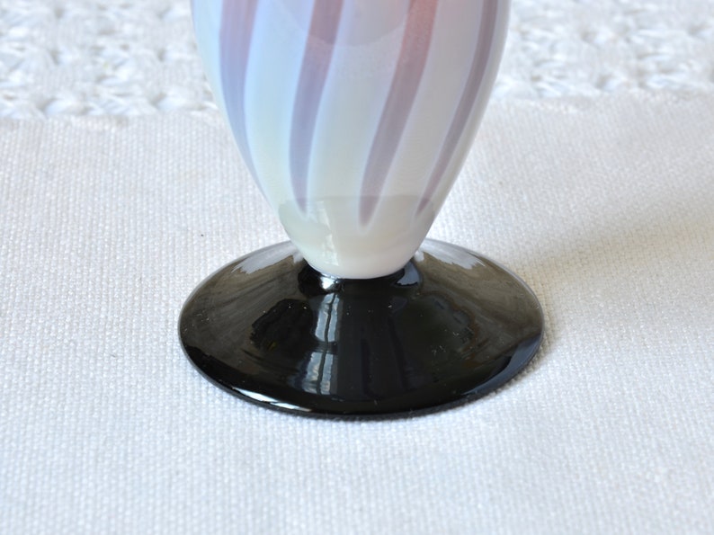 Vintage Tiny Glass Vase With Subtle White Curved Stripes Mini Etsy