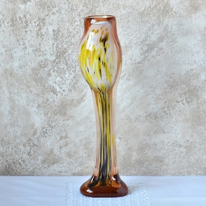 Multicolor Vase for Flower Bouquets, 15 Inch Tall Hand-Blown Glass Vase, Murano style Art Glass Vase, Preppy Room Decor, Colorful Glass Vase
