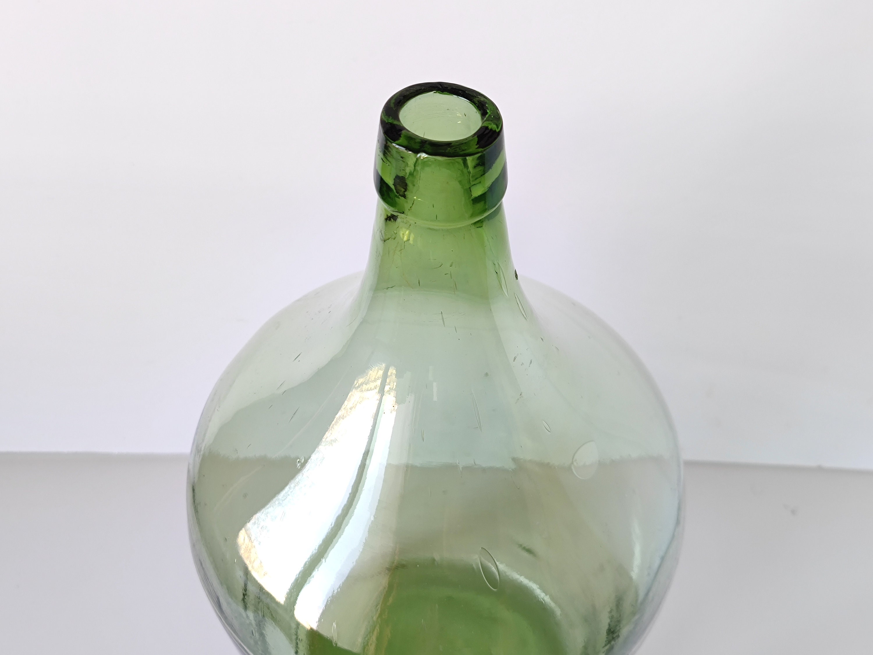 Vintage Demijohn Bottle Hand Glass Vase Flower Table Centerpiece