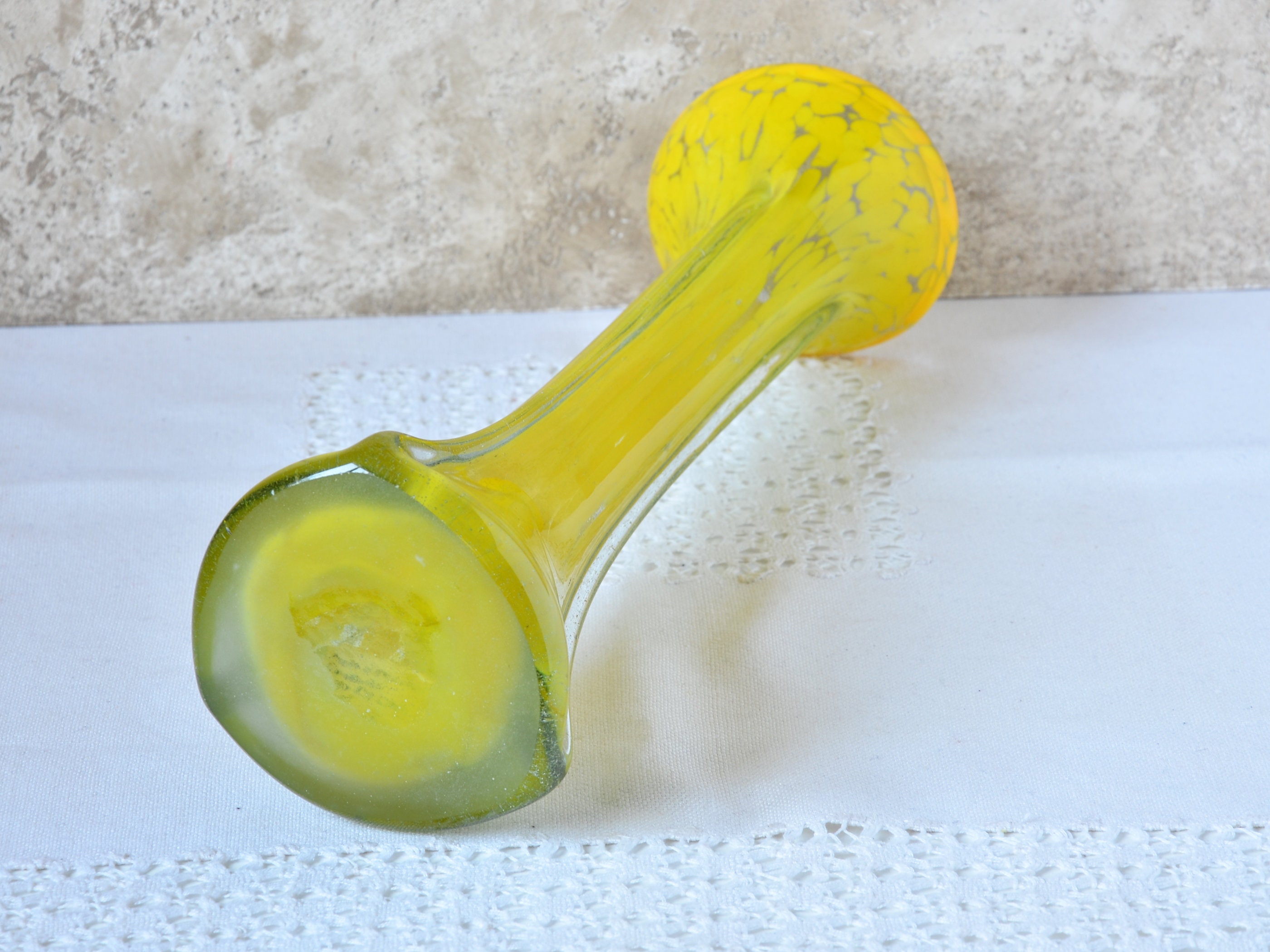 Yellow Glass Vase, Blown Glass Vase Flower, Retro Yellow Vase, New Home