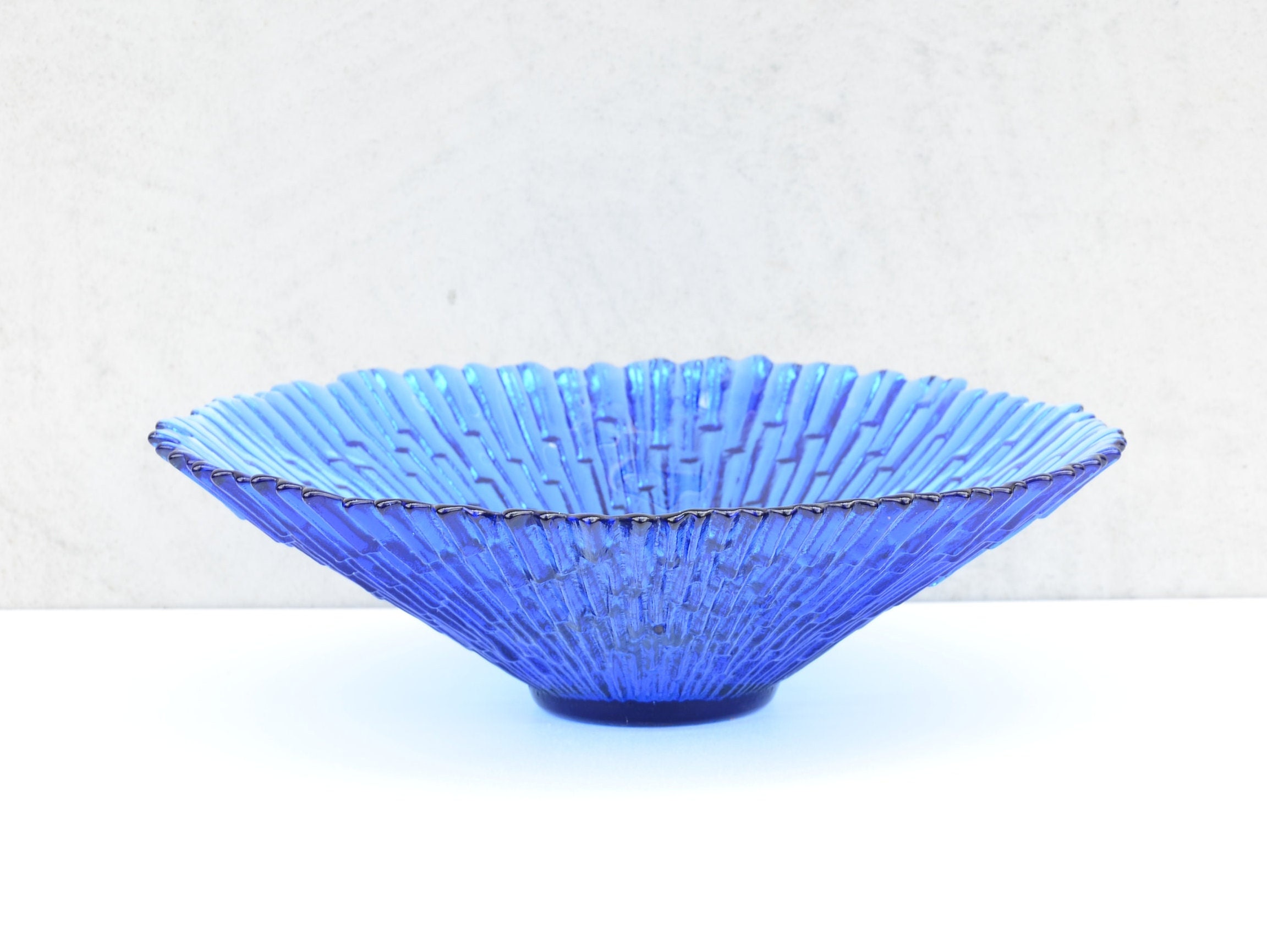 Vintage Blown Cobalt Blue Glass Decorative Bowl Large Art Etsy