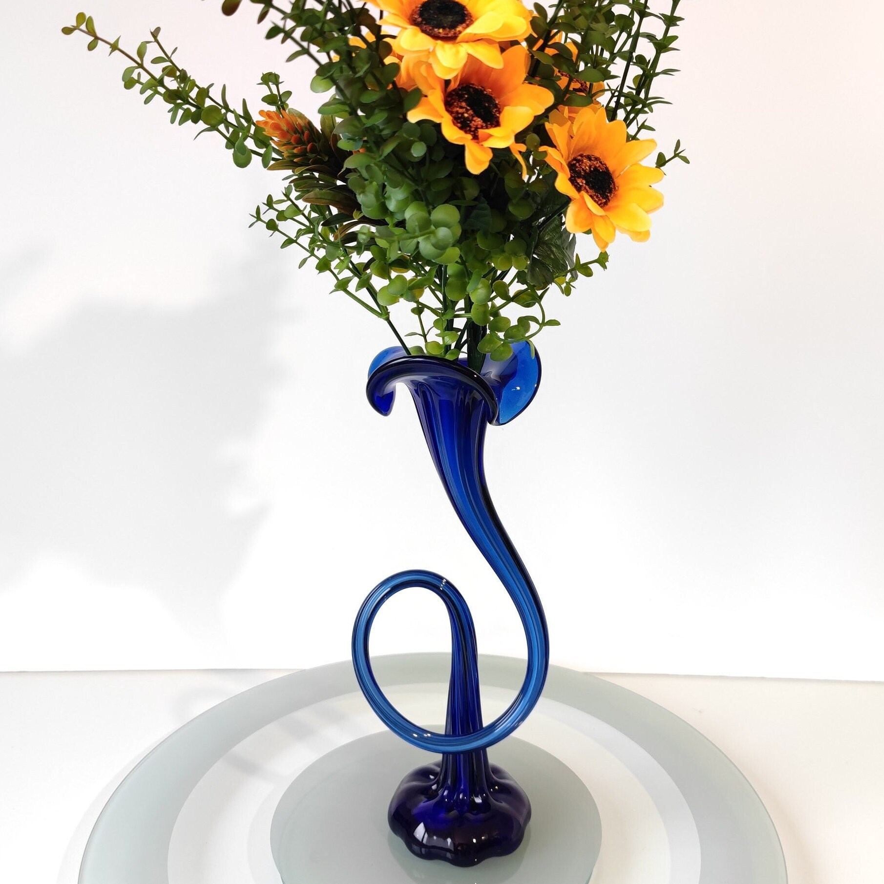 貴重！　巨大吹きガラス　アイスクラック　フラワーベース　花瓶　アンティークアート 貴重！ 巨大吹きガラス アイスクラック フラワーベース 花瓶