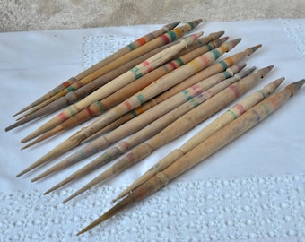 Vintage Wooden Spindles for Spinning Wool, Antique Spindles, Farmhouse Primitive Decoration, Wood Spindles Old, Spindles Natural Folk Art