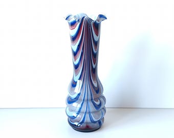 Colored Glass Vase by VB Vetreria Borgonovo Opaline Florence Design Carlo Moretti, Vintage Pop Art Glass Vase Mid-Century Modern 70s Italian