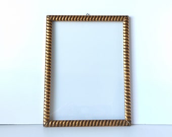 Vintage Frame Gold for Picture 1970s. Rectangular Frame Size in 15x11 Inches Retro Home Decor Wall Hallway Entrance Hall, Egypt Style Frame