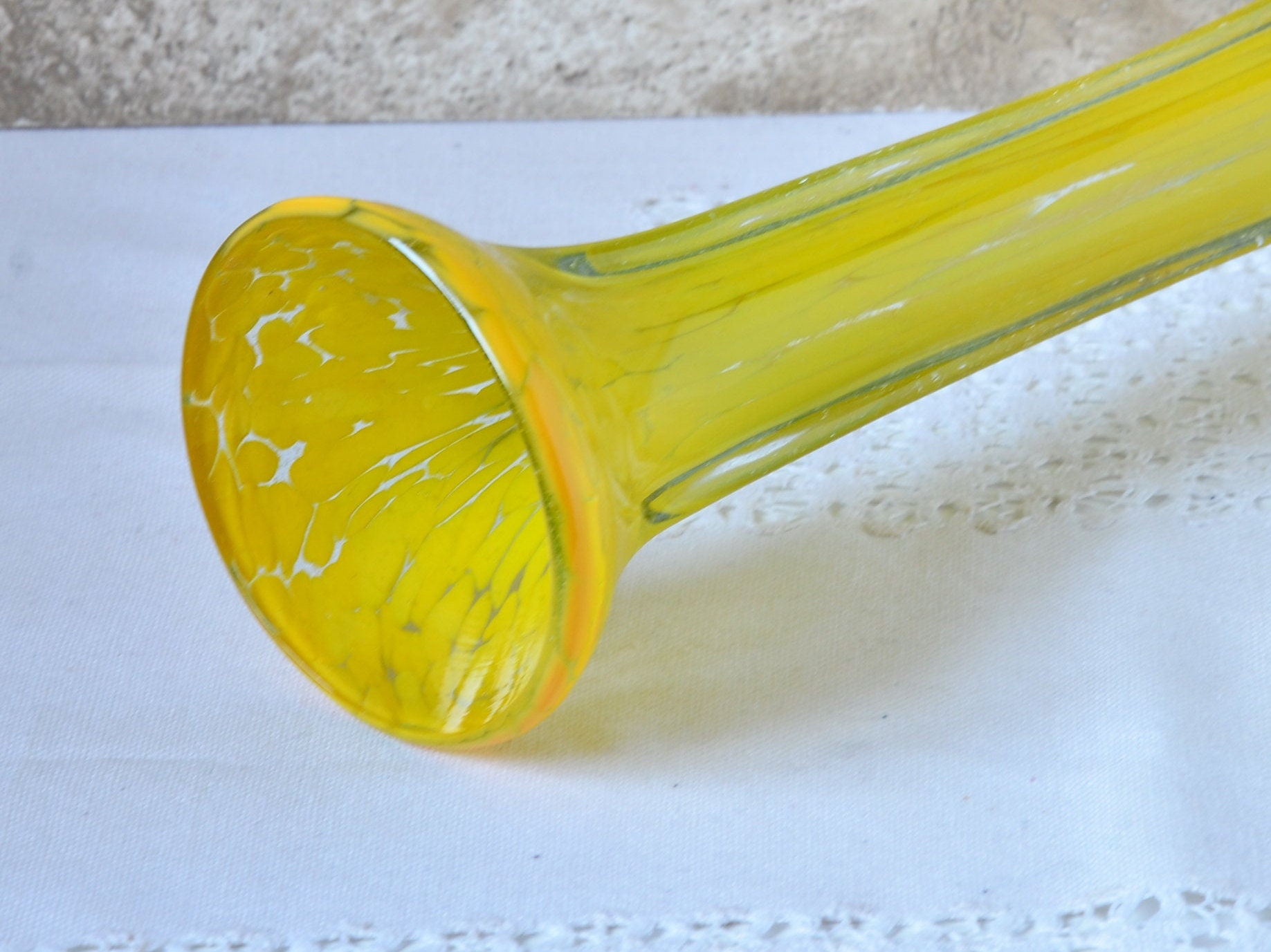 Yellow Glass Vase, Blown Glass Vase Flower, Retro Yellow Vase, New Home