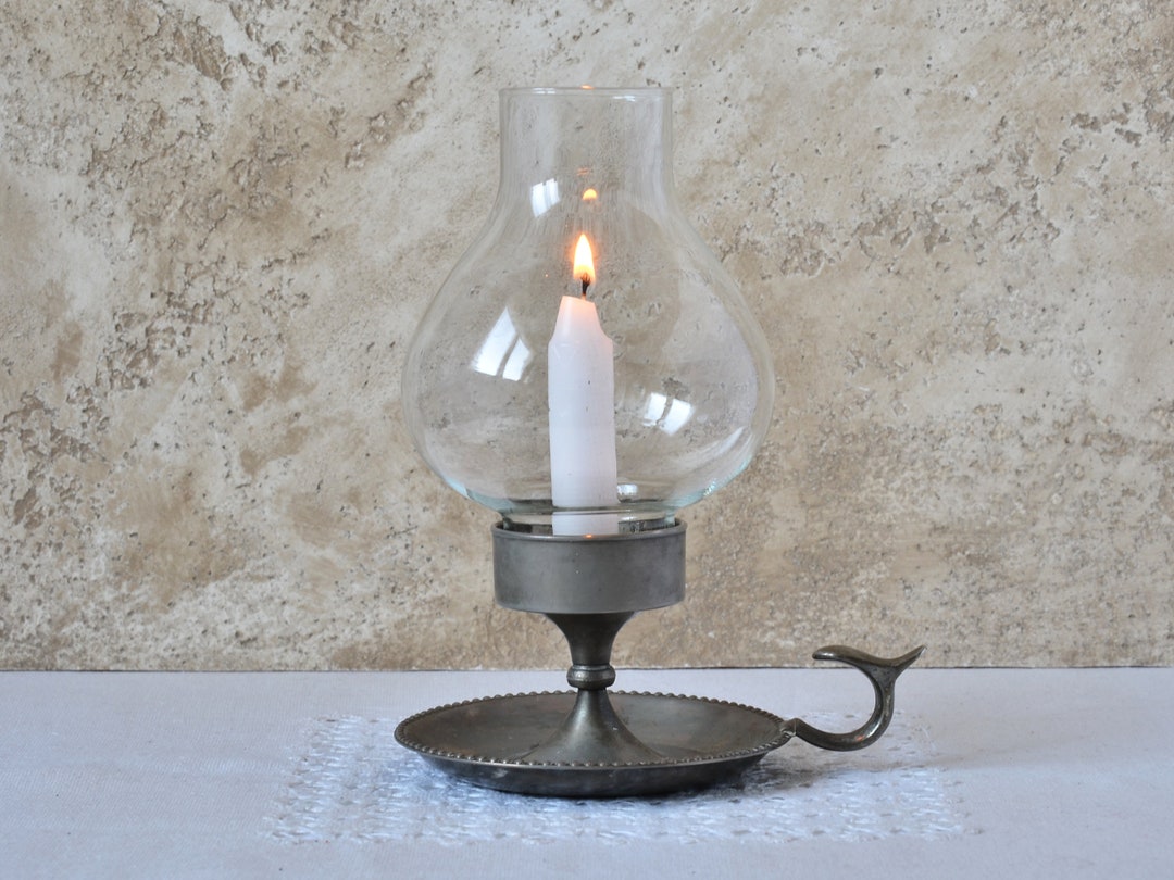 Vintage Chamberstick Taper Candle Holder With Finger Ring Etsy