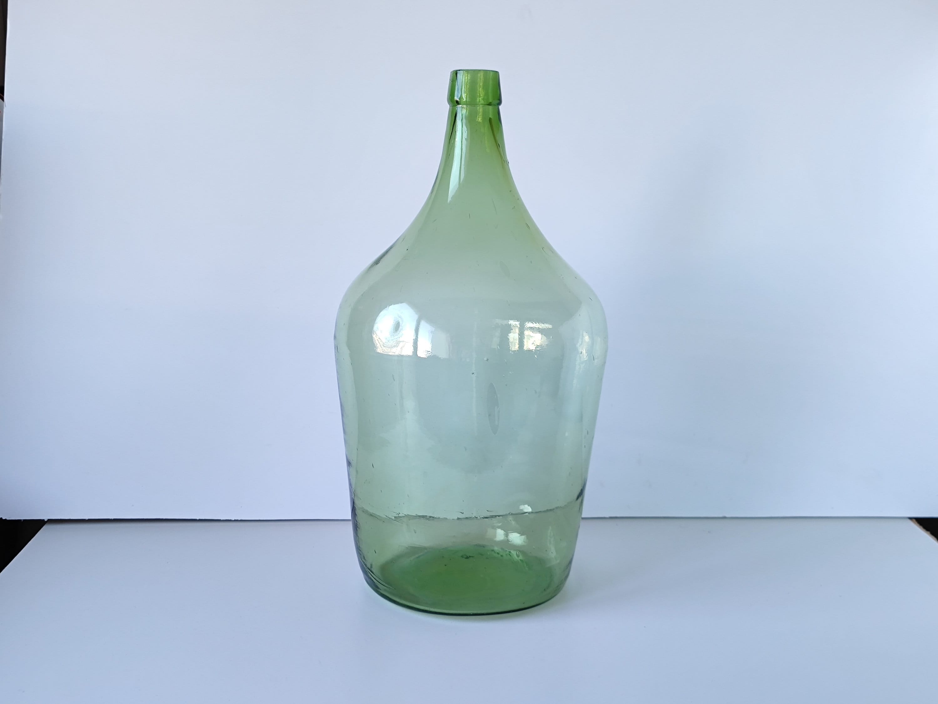 Vintage Demijohn Bottle Hand Glass Vase Flower Table Centerpiece