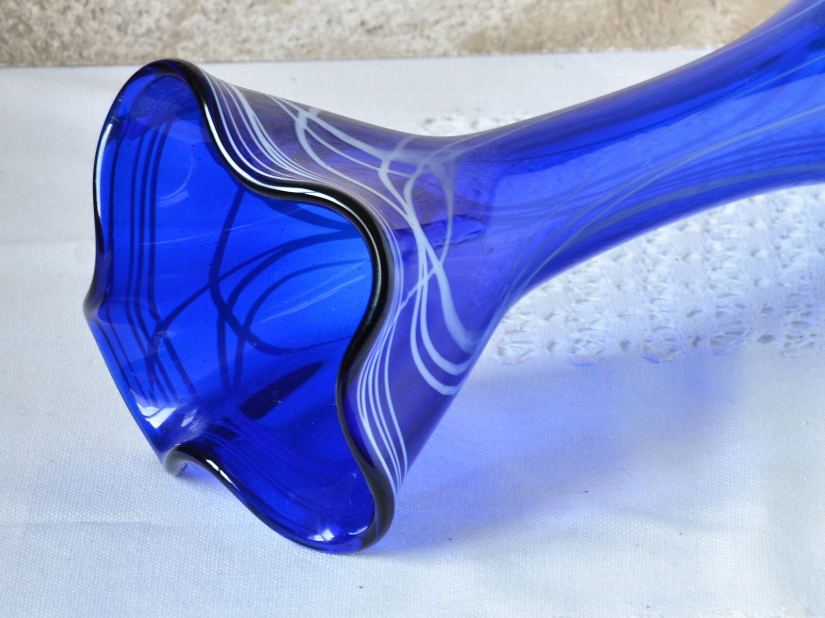 Vintage Swung Glass Vase Tall 16 Inches, Craftsman Hand Blown Glass ...