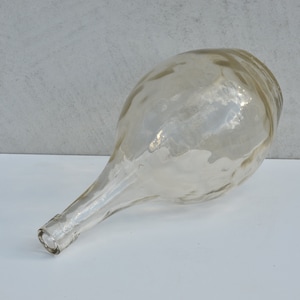 Vintage Glass Demijohn 1 liters, French Green Glass Wine Demijohn, Carboy Wine Bottle, Unique Rustic Home Decor, Antique Glass Bottle