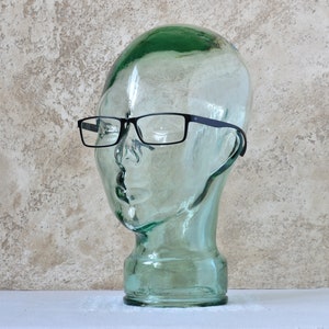 Vintage Glass Mannequin Head, Headphone Holder Head, Glass Head using Retro Shop Display Stand for Hats Cap Wig, Mid Century Modern Design