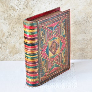 Vintage Wood Box, Colorful Wooden Box, Antique Accent New Home Gift, Art Wood Box for Jewelry Trinket box, Old Souvenir Box