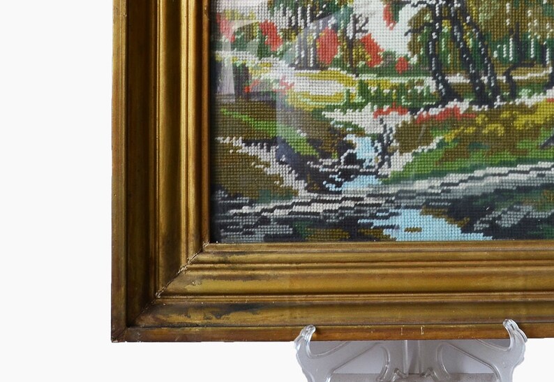 Vintage Large Rectangular Wood Frame With Tapestry spring - Etsy