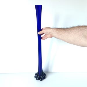 Cobalt Blue Glass Vase Extra Tall 26 inch Vintage Vase Flowers, Retro Table Centerpiece Decor 1980s, Retro Decorative Vase, Gift for Mum