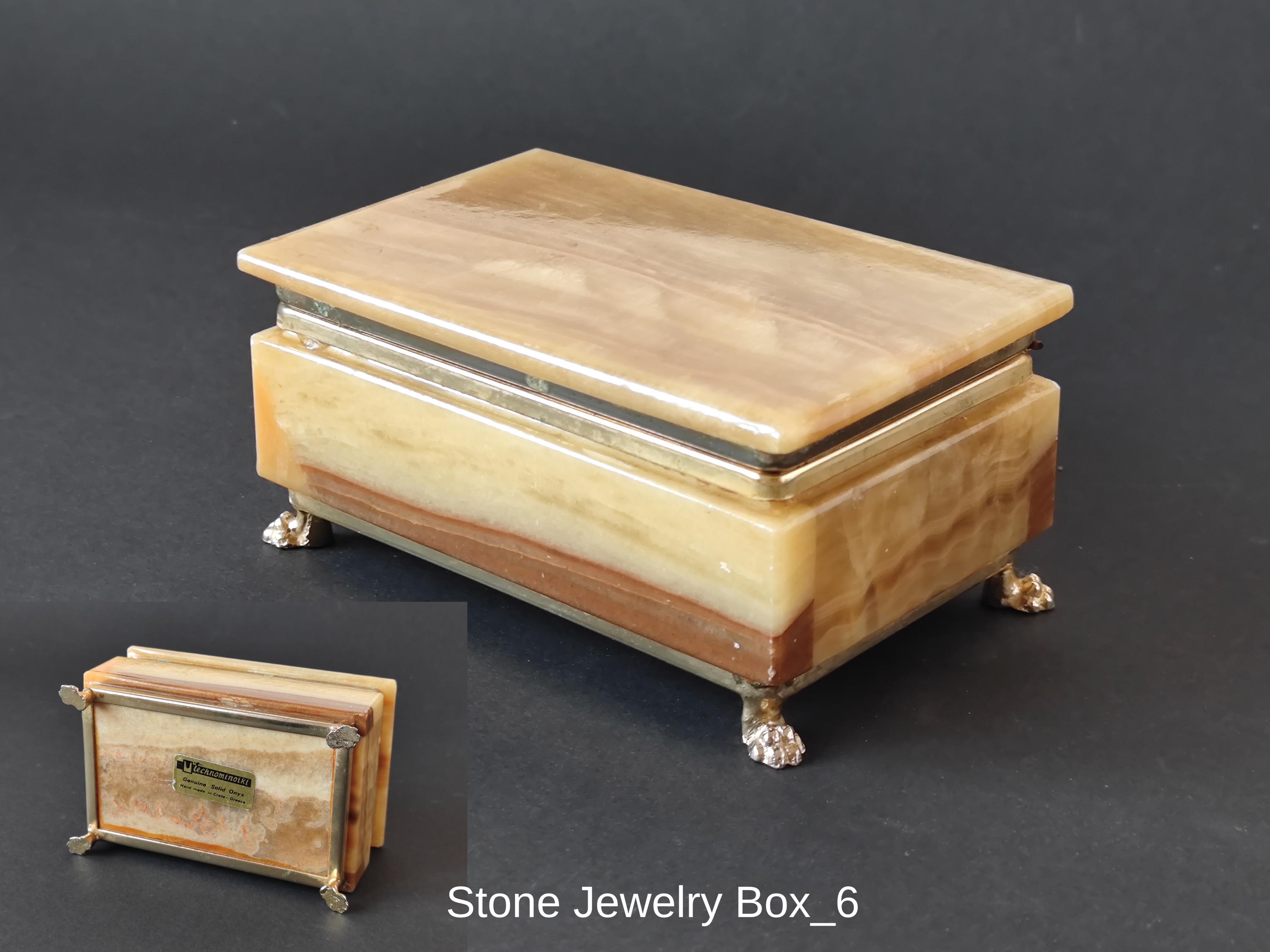 大理石のジュエリーボックス、アンティークの小物入れ、ヴィンテージの