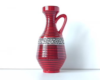 Vintage STEULER KERAMIK Red Fat Lava Vase 140-20 West German