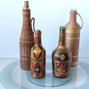 Vintage Wicker Bottle, Country House Kitchen Dining Room, Demijohn Wicker Bottle, Straw Covered Bottle, Wicker Threads Bottle Rustic Decor