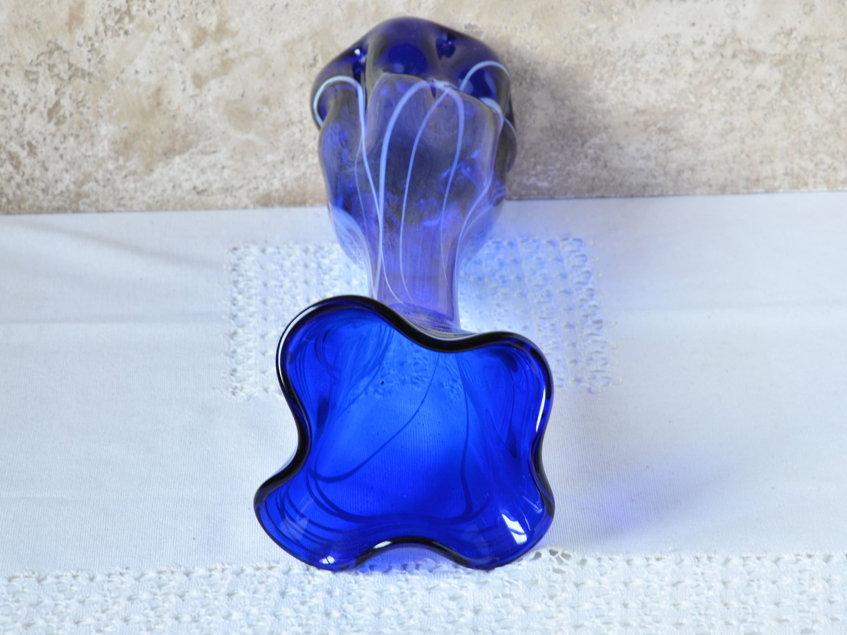 Vintage Swung Glass Vase Tall 16 Inches, Craftsman Hand Blown Glass ...