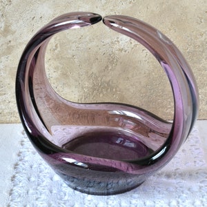 Vintage Glass Candy Bowl, Purple Bonboniere, Mid Century Modern Sweet Glass Basket, Key Tray, Small Trinket dish, Unique Gift for Grandma