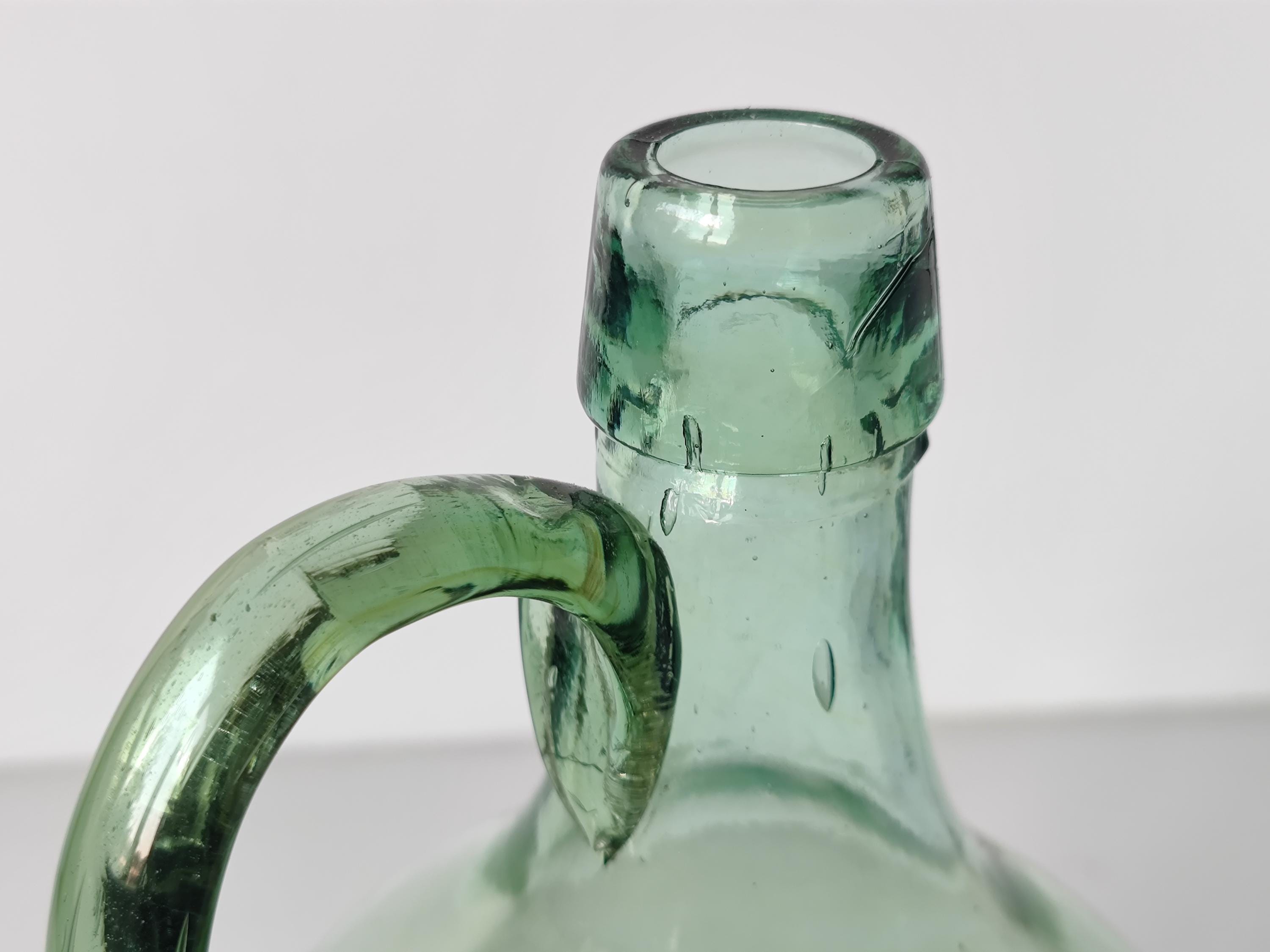 Vintage Demijohn With Handle, Bottle Glass Vase for Flower, Table