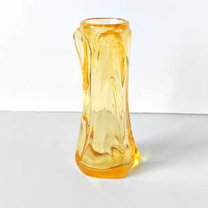 Yellow Glass Vase for Table, Blown Glass Vase 8 Inches Tall, Modern Home Decor, Centerpiece Living Room, New Home Gift Vase for Flowers
